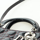 Christian Dior Lady Dior Canage Large Bag Patent 2way Black Auth BA12820SAV-14