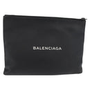 BALENCIAGA Everyday Clutch Bag Leather Black Silver 485110 Auth BA12823A-1