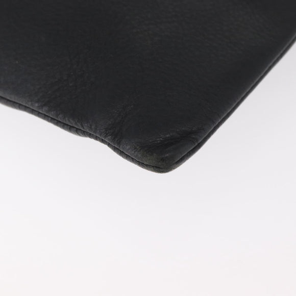 BALENCIAGA Everyday Clutch Bag Leather Black Silver 485110 Auth BA12823A