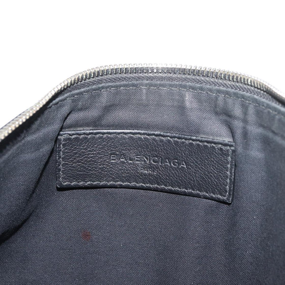 BALENCIAGA Everyday Clutch Bag Leather Black Silver 485110 Auth BA12823A