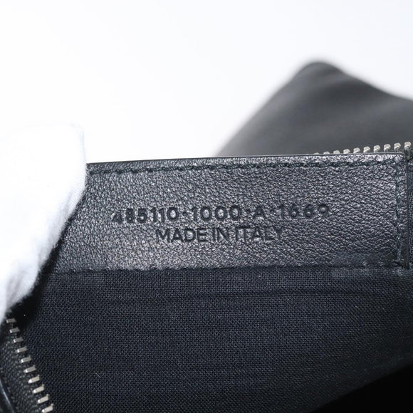 BALENCIAGA Everyday Clutch Bag Leather Black Silver 485110 Auth BA12823A