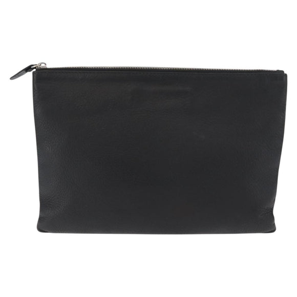 BALENCIAGA Everyday Clutch Bag Leather Black Silver 485110 Auth BA12823A