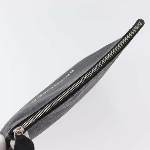 BALENCIAGA Everyday Clutch Bag Leather Black Silver 485110 Auth BA12823A