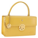 Gianni Versace Vanity Hand Bag Leather Yellow Gold Auth BA12828-1