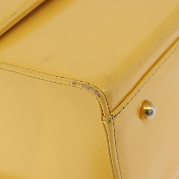 Gianni Versace Vanity Hand Bag Leather Yellow Gold Auth BA12828