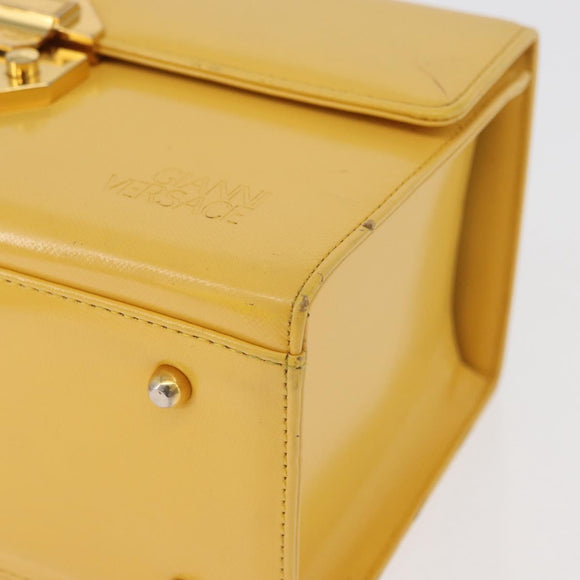 Gianni Versace Vanity Hand Bag Leather Yellow Gold Auth BA12828