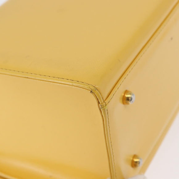 Gianni Versace Vanity Hand Bag Leather Yellow Gold Auth BA12828