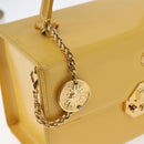 Gianni Versace Vanity Hand Bag Leather Yellow Gold Auth BA12828-9