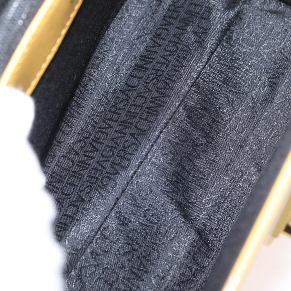 Gianni Versace Vanity Hand Bag Leather Yellow Gold Auth BA12828