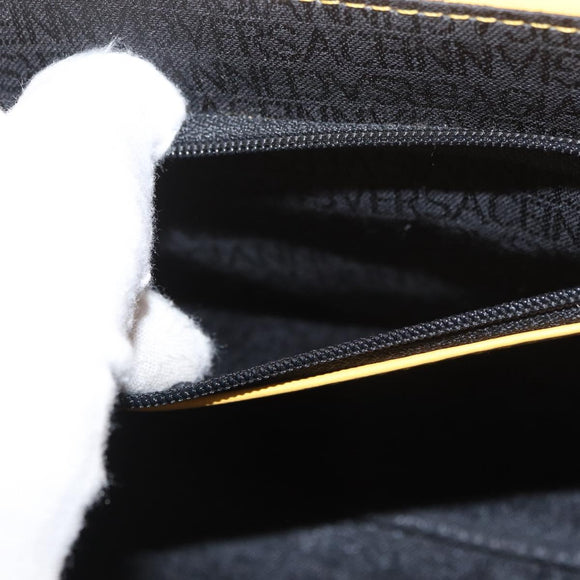 Gianni Versace Vanity Hand Bag Leather Yellow Gold Auth BA12828
