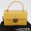Gianni Versace Vanity Hand Bag Leather Yellow Gold Auth BA12828-12