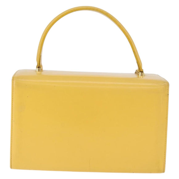 Gianni Versace Vanity Hand Bag Leather Yellow Gold Auth BA12828