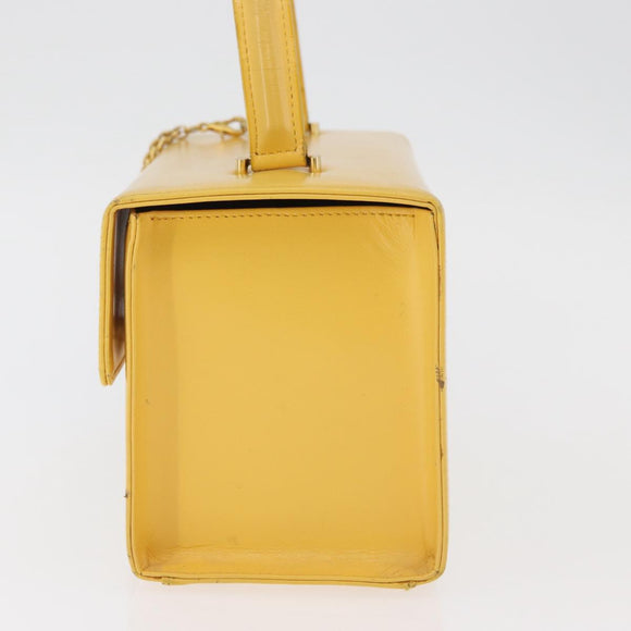 Gianni Versace Vanity Hand Bag Leather Yellow Gold Auth BA12828