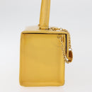 Gianni Versace Vanity Hand Bag Leather Yellow Gold Auth BA12828-4