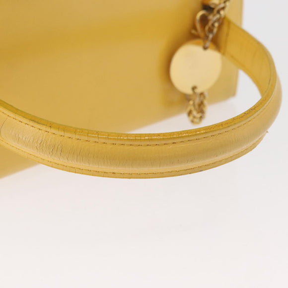 Gianni Versace Vanity Hand Bag Leather Yellow Gold Auth BA12828
