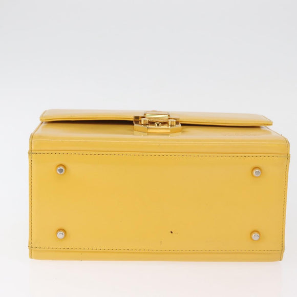 Gianni Versace Vanity Hand Bag Leather Yellow Gold Auth BA12828
