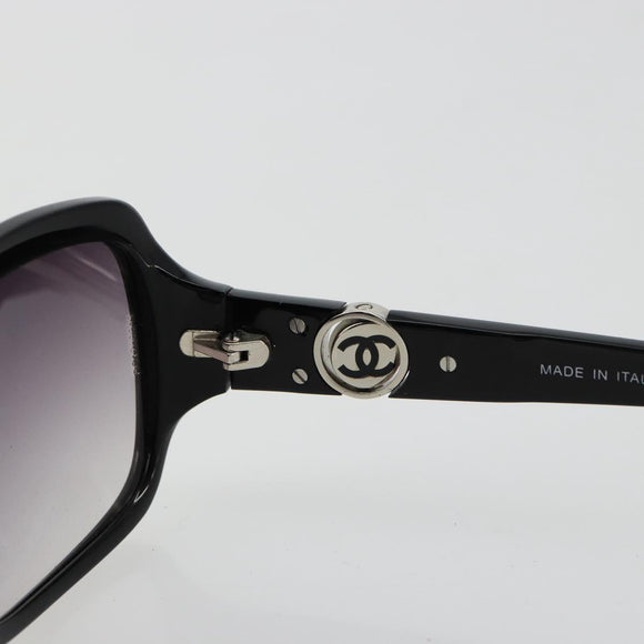 CHANEL COCO Mark Sunglasses plastic Black CC Auth BA12836