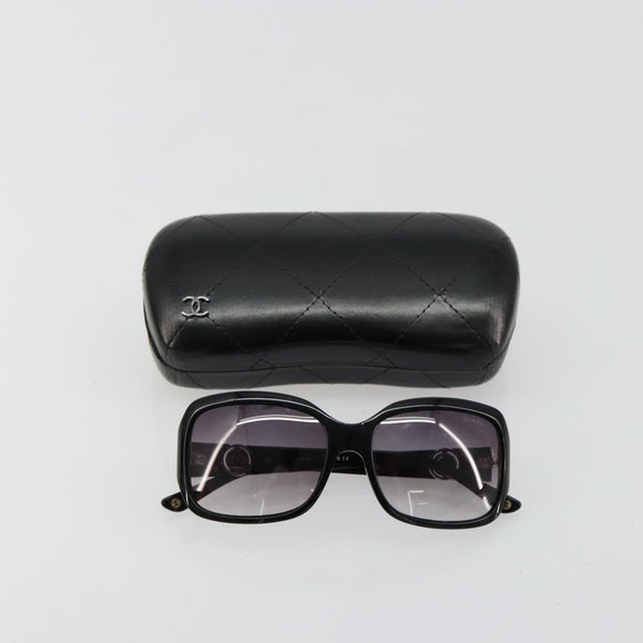 CHANEL COCO Mark Sunglasses plastic Black CC Auth BA12836