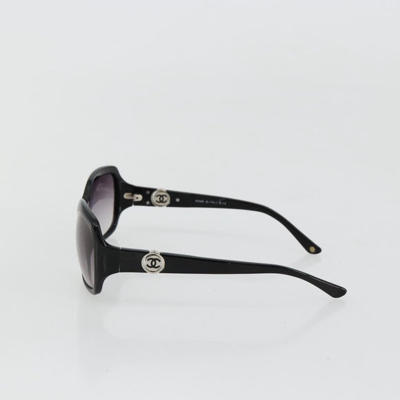 CHANEL COCO Mark Sunglasses plastic Black CC Auth BA12836