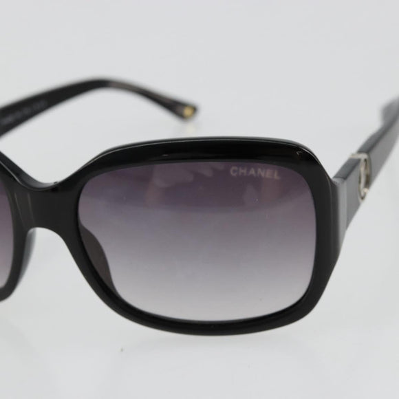 CHANEL COCO Mark Sunglasses plastic Black CC Auth BA12836