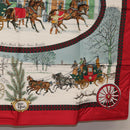 HERMES Carre 90 Scarf ""L'HIVER EN POSTE"" Silk Red Auth BA12838V-10