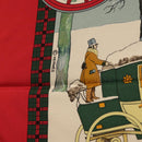 HERMES Carre 90 Scarf ""L'HIVER EN POSTE"" Silk Red Auth BA12838V-12