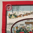 HERMES Carre 90 Scarf ""L'HIVER EN POSTE"" Silk Red Auth BA12838V-2