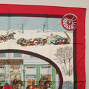 HERMES Carre 90 Scarf ""L'HIVER EN POSTE"" Silk Red Auth BA12838V-4