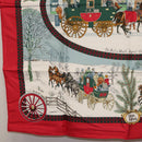 HERMES Carre 90 Scarf ""L'HIVER EN POSTE"" Silk Red Auth BA12838V-8