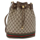 GUCCI GG Supreme Web Sherry Line Bag PVC Beige Gold 41 02 085 Auth BA12841-1