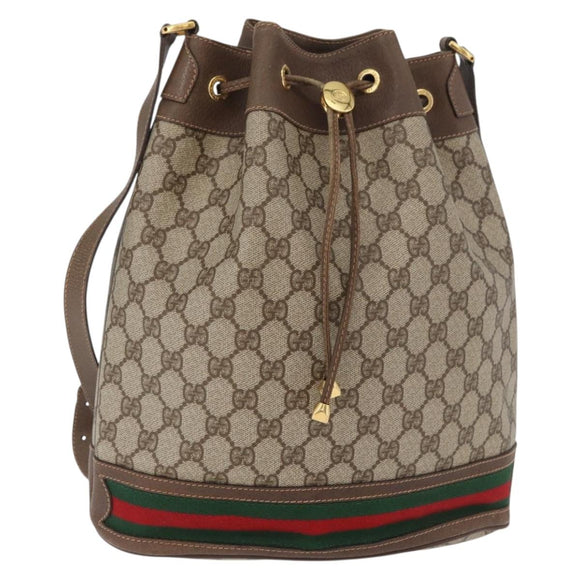 GUCCI GG Supreme Web Sherry Line Bag PVC Beige Gold 41 02 085 Auth BA12841