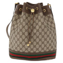 GUCCI GG Supreme Web Sherry Line Bag PVC Beige Gold 41 02 085 Auth BA12841-13