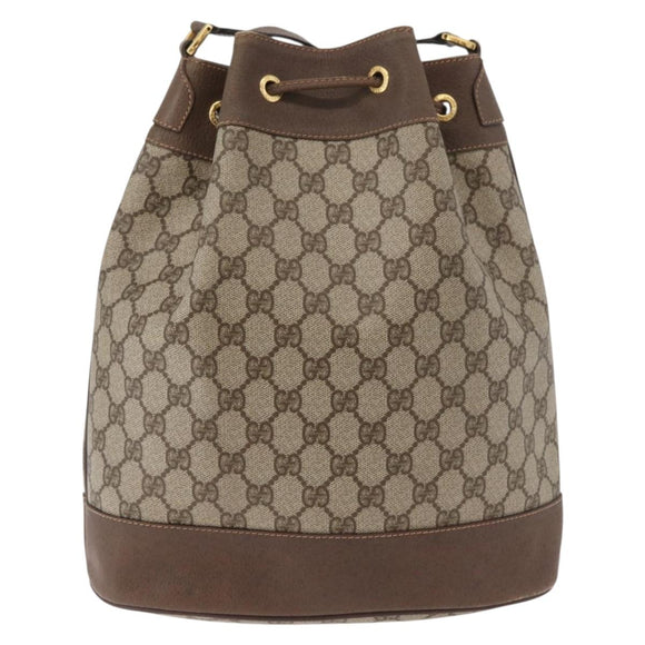 GUCCI GG Supreme Web Sherry Line Bag PVC Beige Gold 41 02 085 Auth BA12841