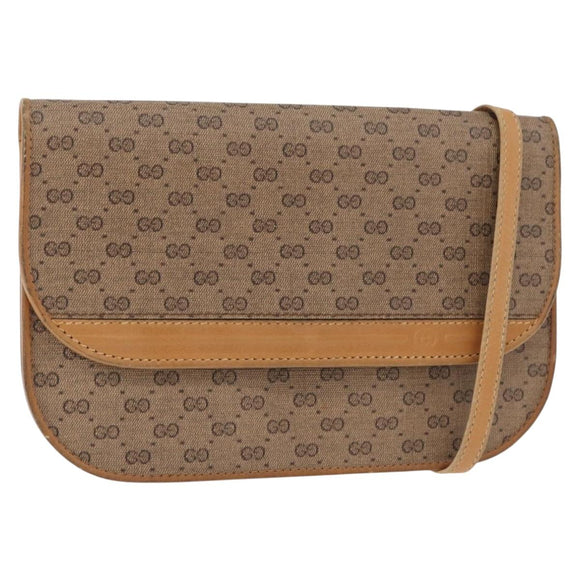 GUCCI Micro GG Supreme Umhängetasche PVC Beige Gold Auth BA12843
