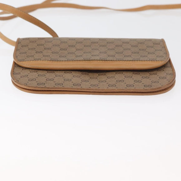 GUCCI Micro GG Supreme Umhängetasche PVC Beige Gold Auth BA12843