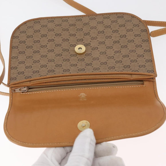 GUCCI Micro GG Supreme Umhängetasche PVC Beige Gold Auth BA12843