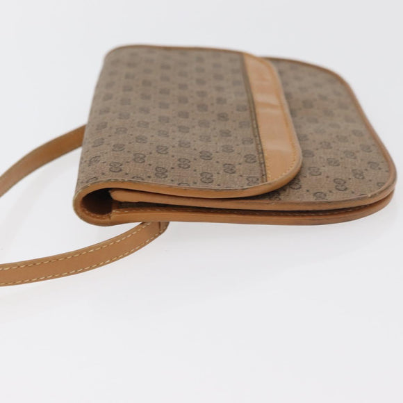 GUCCI Micro GG Supreme Umhängetasche PVC Beige Gold Auth BA12843