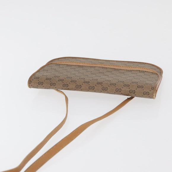 GUCCI Micro GG Supreme Umhängetasche PVC Beige Gold Auth BA12843