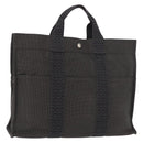 HERMES Her Line MM Hand Bag Canvas Gray Silver Auth BA12844-1