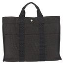 HERMES Her Line MM Hand Bag Canvas Gray Silver Auth BA12844-2