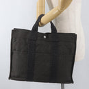 HERMES Her Line MM Hand Bag Canvas Gray Silver Auth BA12844-21
