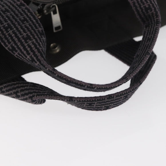 HERMES Her Line MM Hand Bag Canvas Gray Silver Auth BA12844