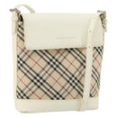BURBERRY Nova Check Shoulder Bag Canvas Beige Silver Auth BA12846-1