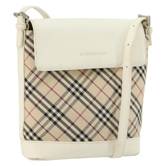 BURBERRY Nova Check Shoulder Bag Canvas Beige Silver Auth BA12846