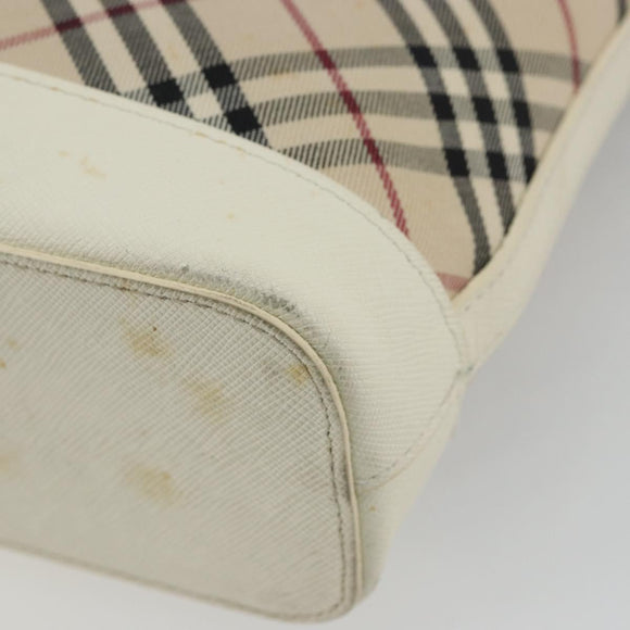 BURBERRY Nova Check Shoulder Bag Canvas Beige Silver Auth BA12846