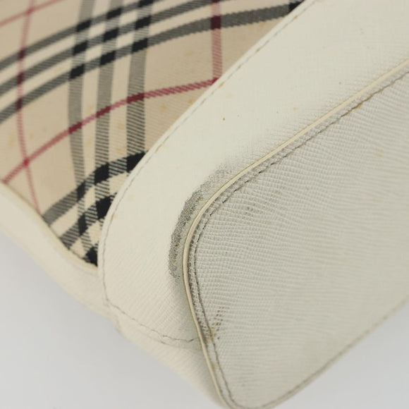 BURBERRY Nova Check Shoulder Bag Canvas Beige Silver Auth BA12846