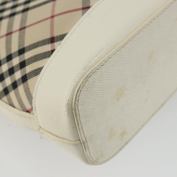 BURBERRY Nova Check Shoulder Bag Canvas Beige Silver Auth BA12846