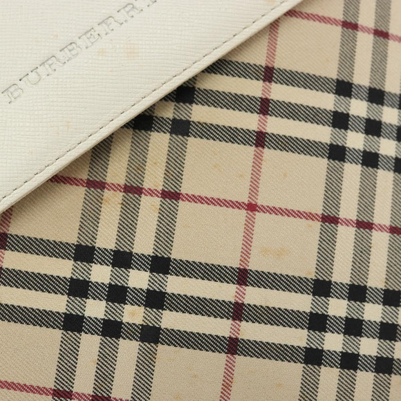 BURBERRY Nova Check Shoulder Bag Canvas Beige Silver Auth BA12846