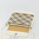 BURBERRY Nova Check Shoulder Bag Canvas Beige Silver Auth BA12846-16
