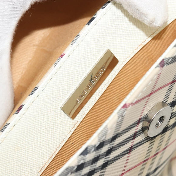 BURBERRY Nova Check Shoulder Bag Canvas Beige Silver Auth BA12846